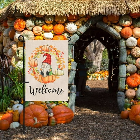 Pumpkin Fall Garden Welcome Yard Flag Thanksgiving Seasonal Holiday Decor